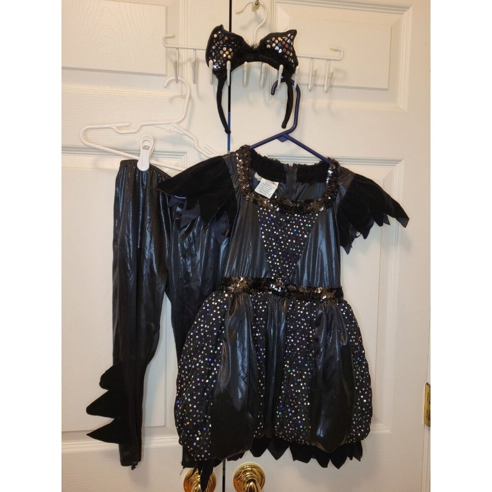 Girl Chasing Fireflies Wishcraft Pretty Black Bat Dress Ears Set Costume Size 6